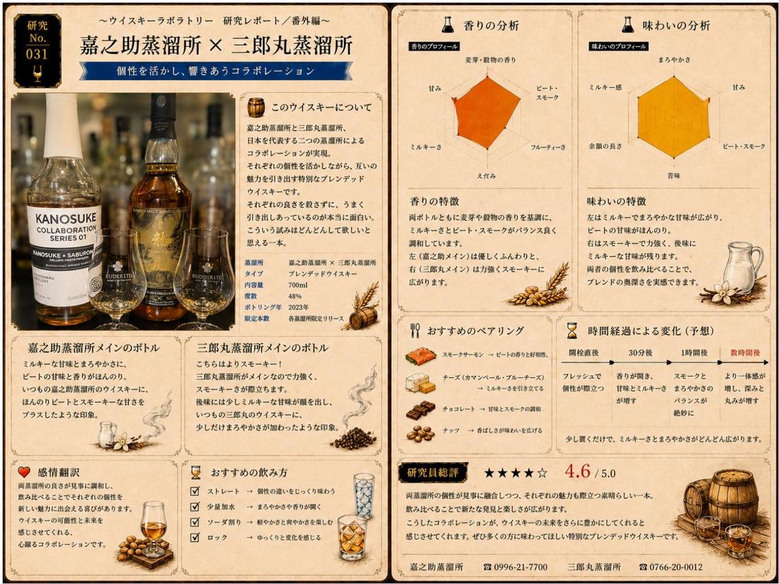 研究レポート No.031 嘉之助蒸溜所 × 三郎丸蒸溜所 コラボレーション