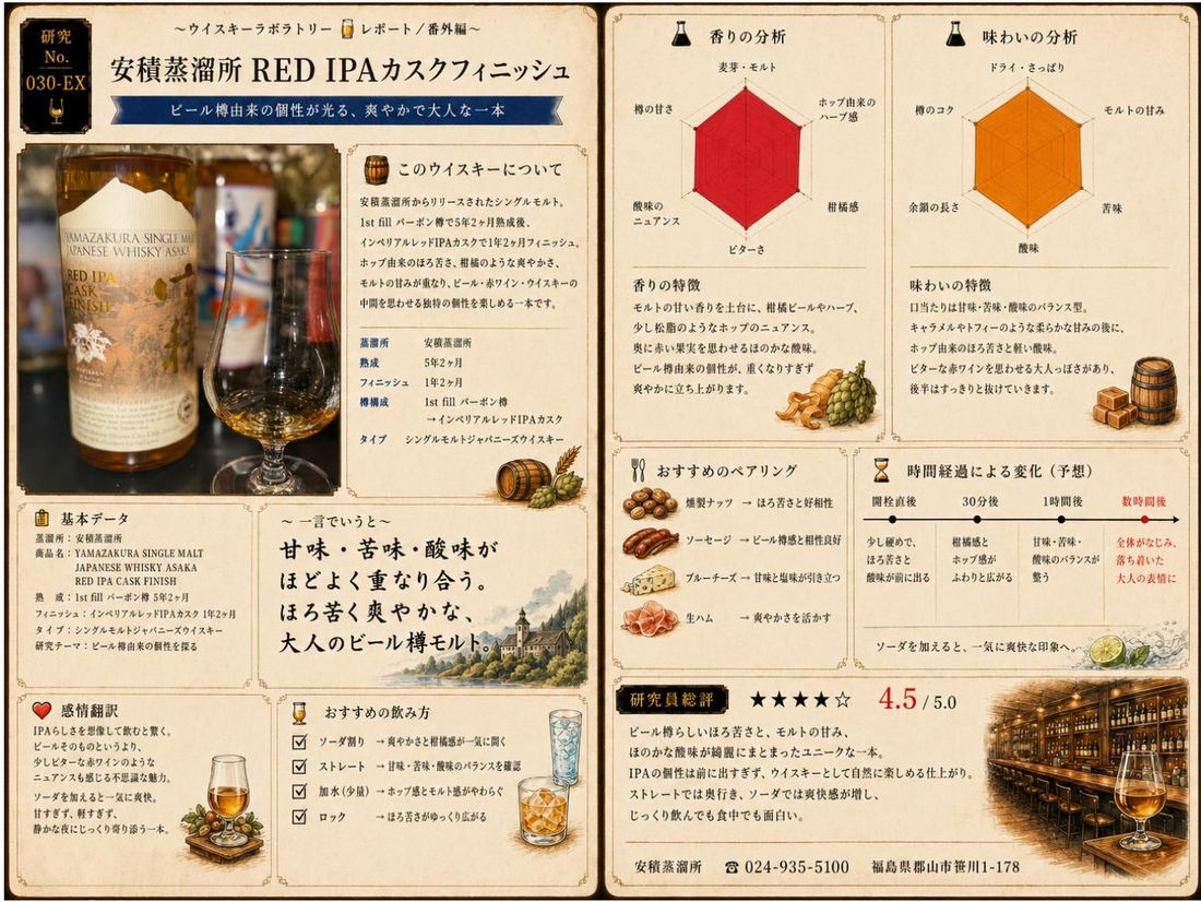 研究レポート No.030-EX 安積蒸溜所 RED IPA カスクフィニッシュ