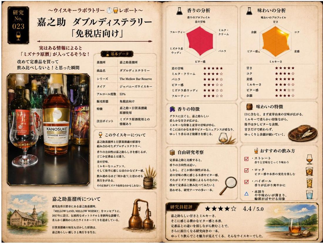研究レポート No.023 嘉之助 ダブルディステラリー 免税店向け
