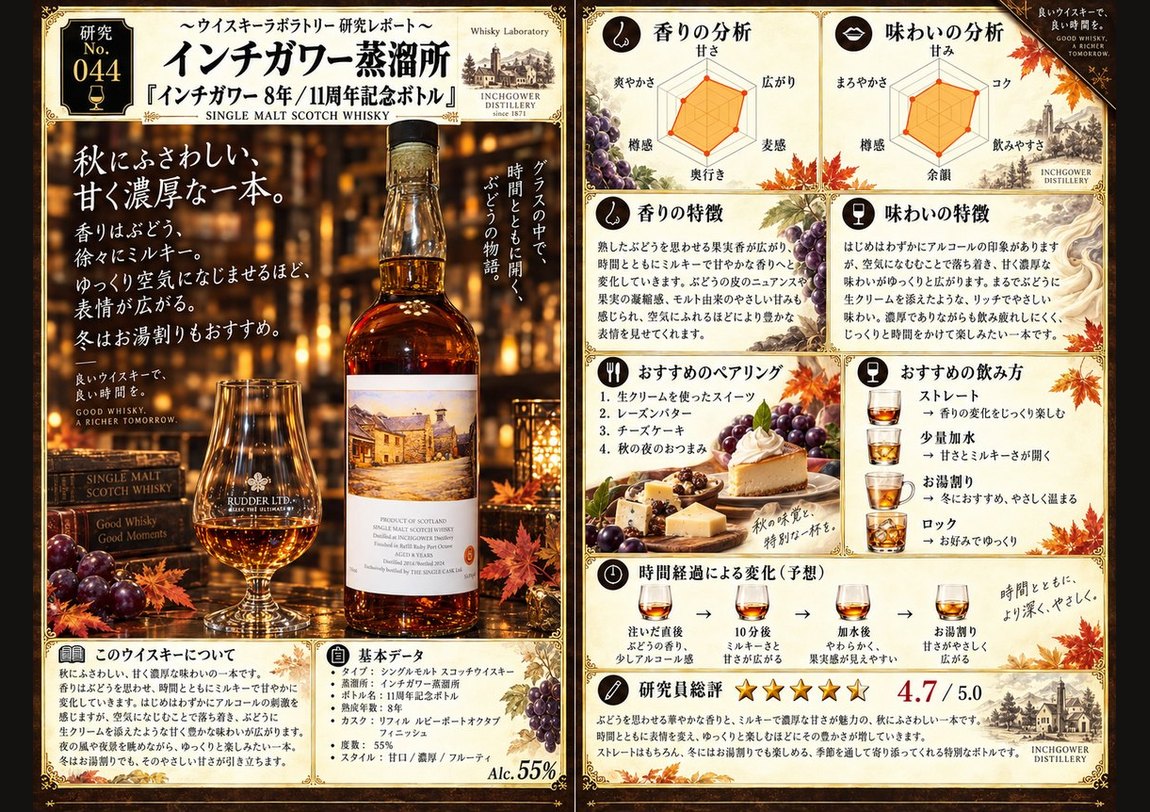 研究レポート No.044 インチガワー蒸溜所 8年 11周年記念ボトル